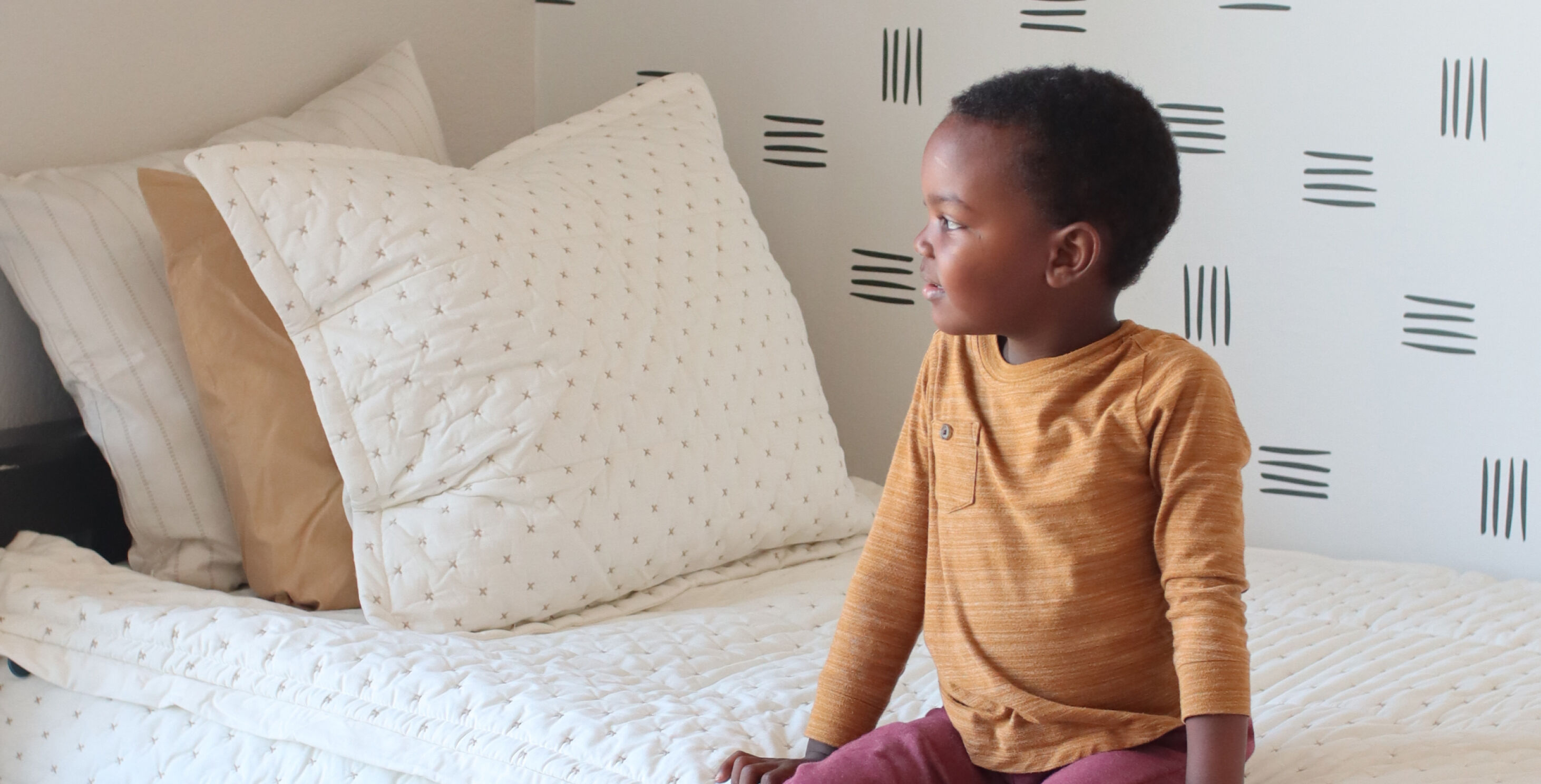 Shop our peel & stick

wallpaper! Pictured - Dashes Stacked