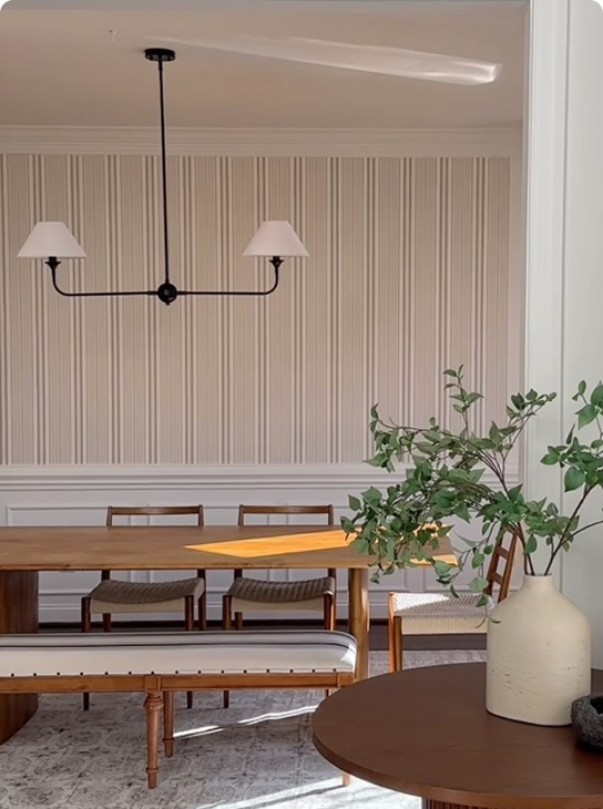 Pictured - Farmhouse Stripes Wallpaper, project by @mariaamurphy_